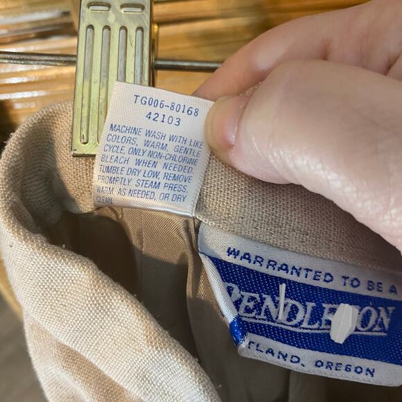 Pendleton Linen Blend Pencil Skirt Beige Size 8 Made in USA vintage - Picture 3 of 7